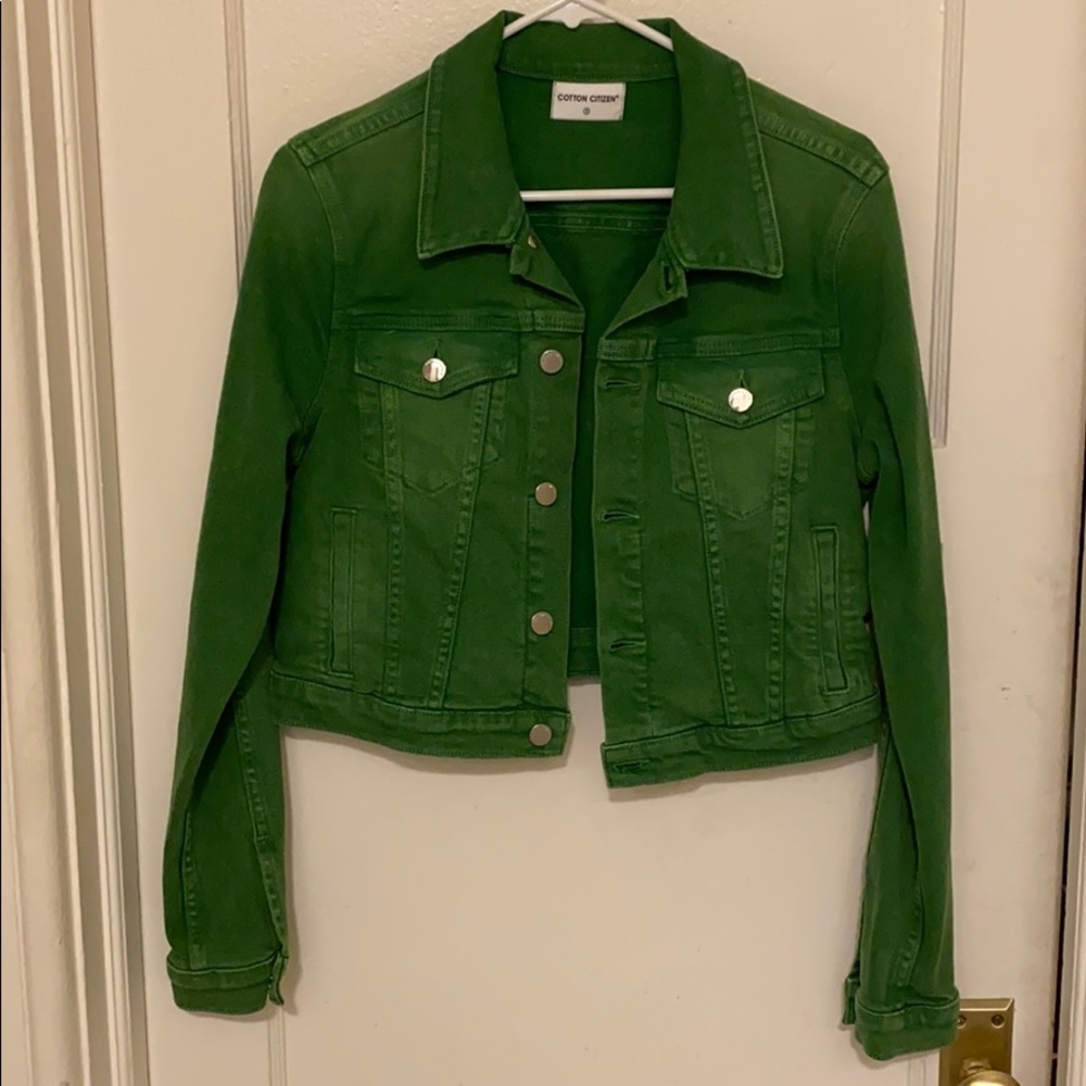 Green denim jacket